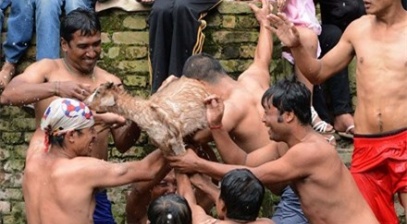 Rợn người lễ hội xé dê sống tại Nepal